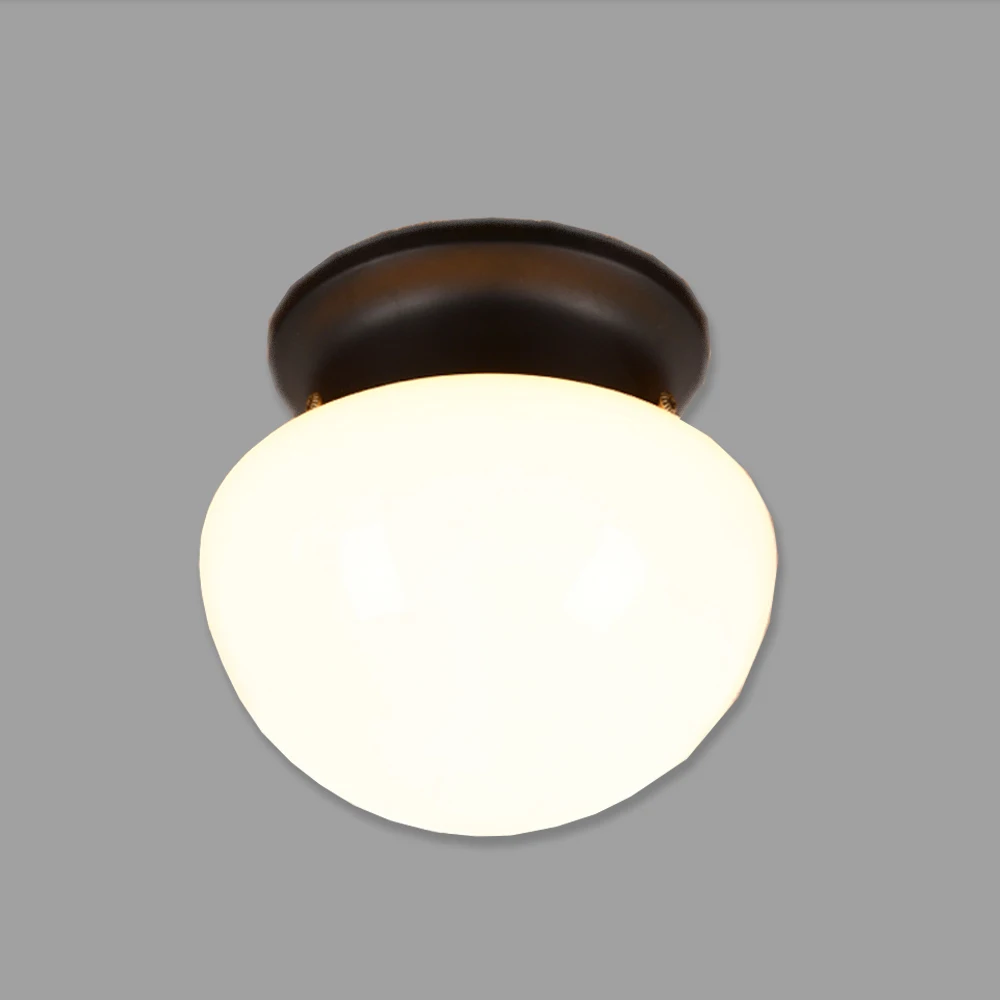 Simple Industrial Surface Flush Mount E27 LED Bulb Ceiling Glass Round Mushroom Light