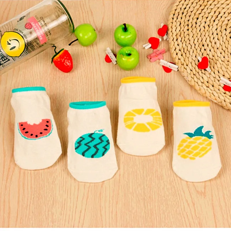 0 4 Years Baby Socks Cute Boy Girl Children Fruit Pattern Cotton Slip Bottom Small Socks