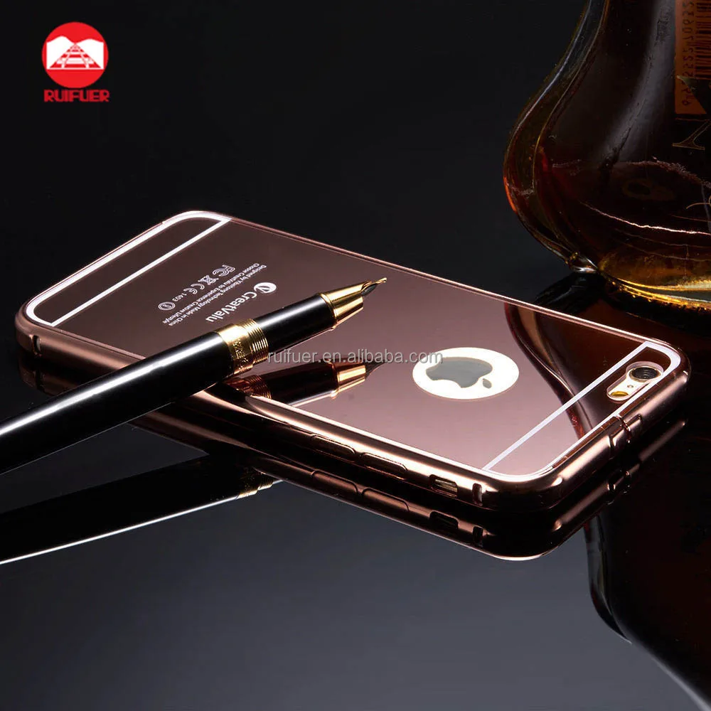 2016 Wholesale Luxury Ultraslim 2 in 1 Detachable Bumper Electroplating Aluminum Metal Mirror Phone Case for Iphone 6 Plus
