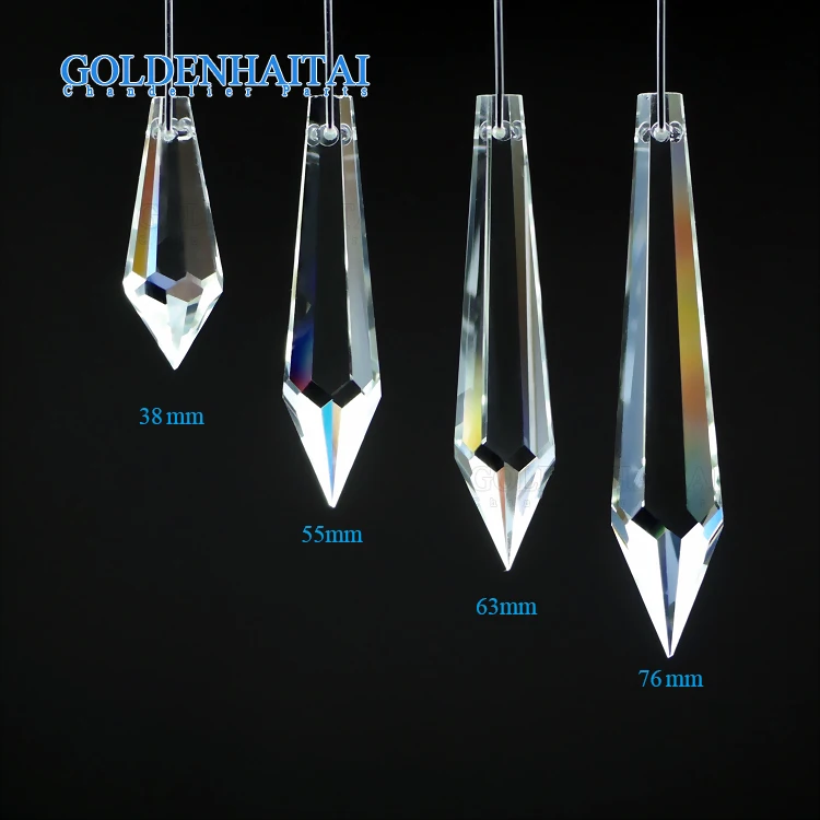 
Chandelier Icicle Crystal Beads Drop 38 . 50. 63. 76mm Curtain parts crown Hair accessories Prism 7808 