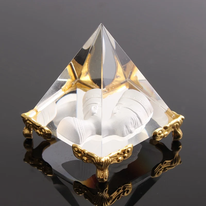 Triangle Clear K9 Crystal Glass Pyramid 3d Laser Etched With Gold Base ...