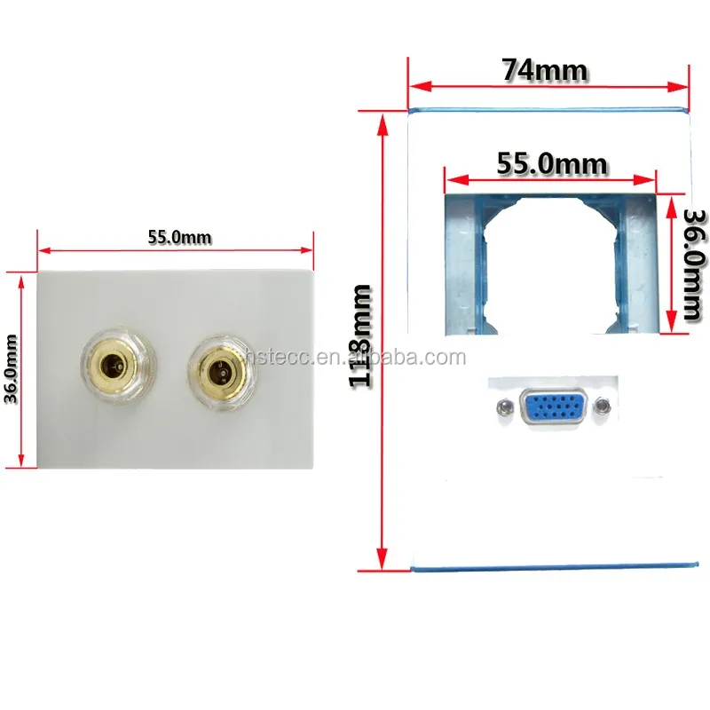 Hifi Speaker Wall Plate Socket 5.1 / 7.1 Sound Channel Home Theatre