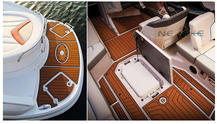 EVA Foam deck pad Faux Teak Sheet Boat Yacht Synthetic Teak Decking Brown with White Lines