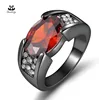 Hot Sell Black Gun Gold Ring With Ruby Inlaid Ring Party Wedding Ring For Men And Women