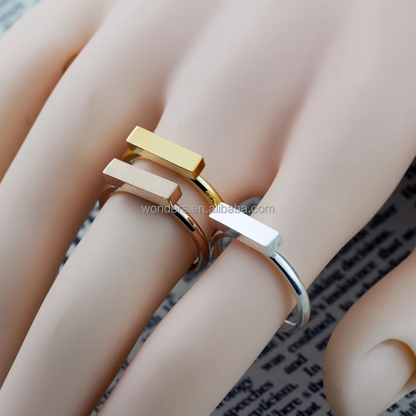 

Wholesale Gold Silver Rose Gold Plated Stainless Steel Jewelry Fashion Rings Bar Charm Gothic Style Rings For Women And Men, Gold/silver/rose gold plated color