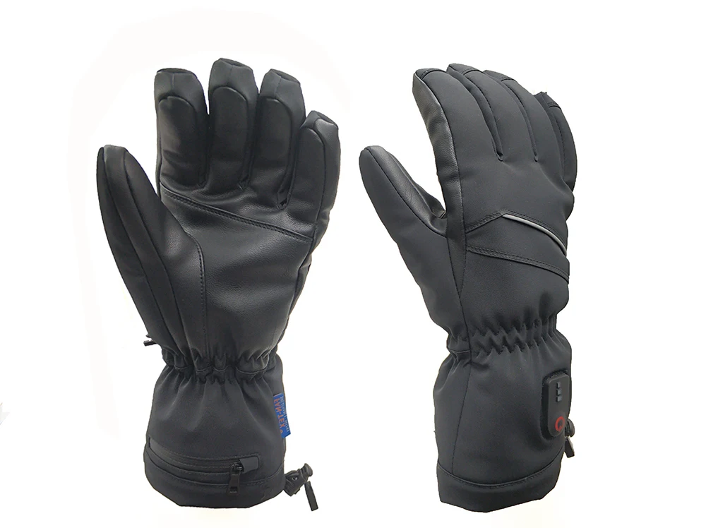 可充电电池手指温暖手黑色冷冬季电子加热手套