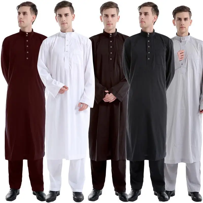 

2019 ready sale Muslim Middle East Men Abaya Hui prayer robes islamic abaya, White;black;brown;grey;burgundy