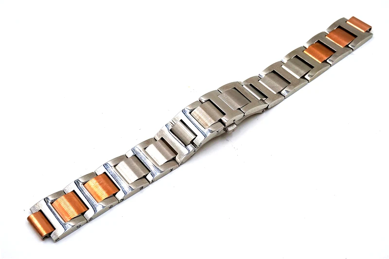 Sliver mid gold wrist removable stainless steel watch strap with butterfly buckle