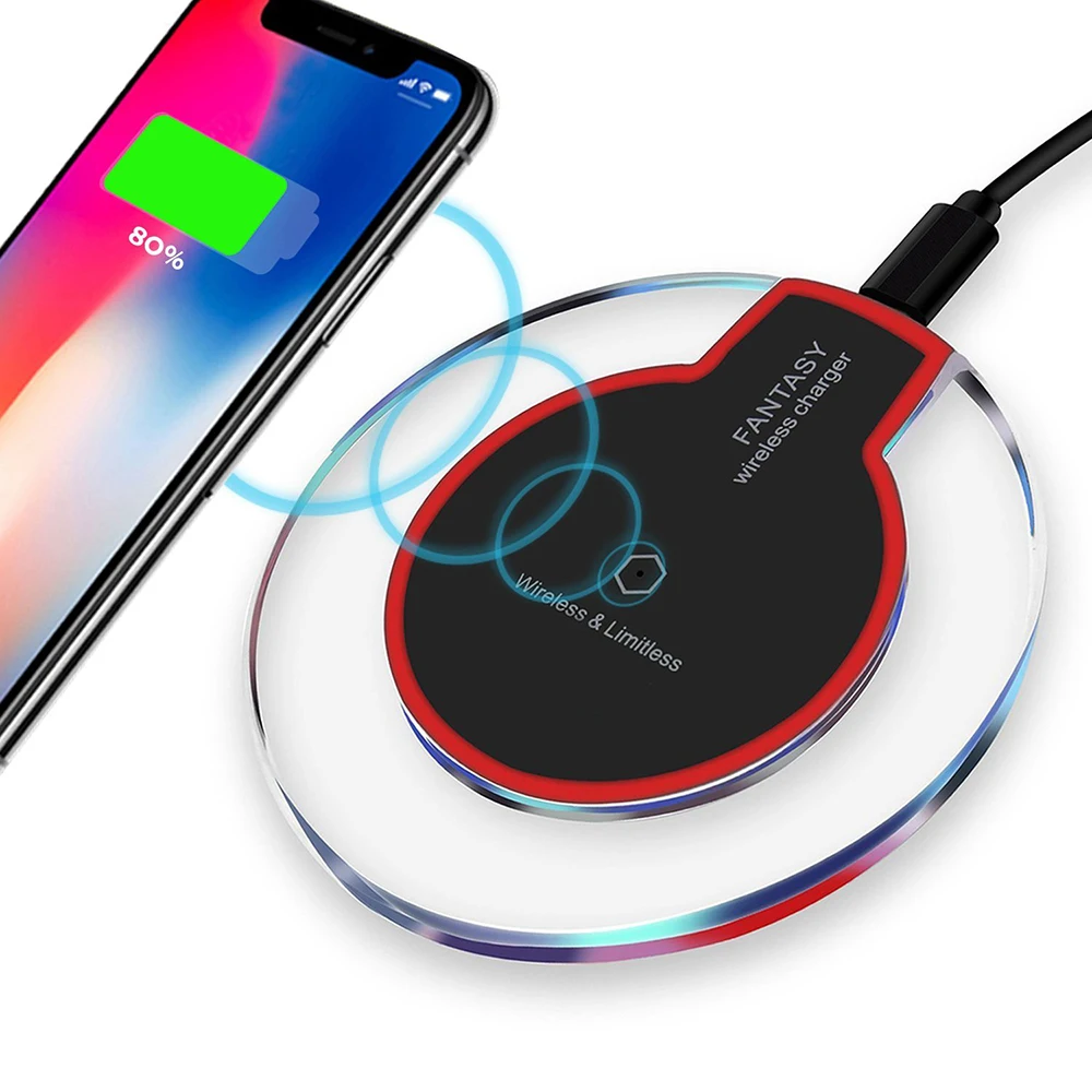 Round K9 Fantasy Qi Crystal Wireless Fast Charger Charging Round Pad for Android Smart Phone