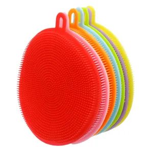 Image of Multifunction Silicone Dish Bowl Cleaning Brush Silicone Scouring Pad Silicone Dish Sponge Kitchen Pot Cleaner Washing Tool