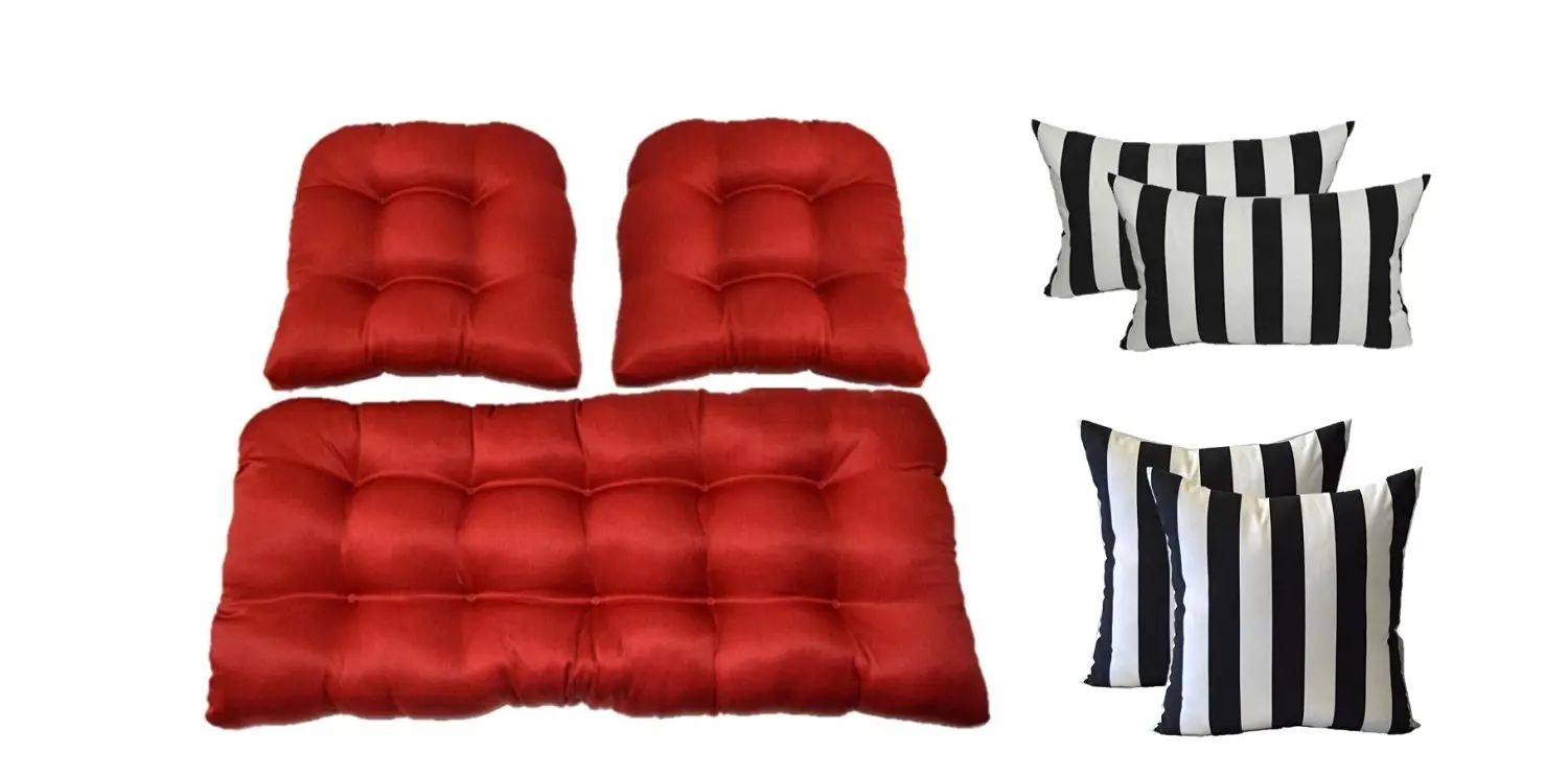 Buy Wicker Cushions And Pillows 7 Pc Set Woven Twill Mojo