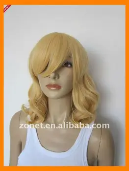 short curly yellow wig