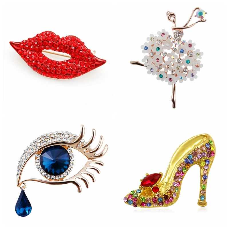 

FREE SHIPPING Factory Directly Assorted Girl's Favors Lips / High Heel / Eye / Dancing Ballet Fashion Brooch Pins Collections, N/a