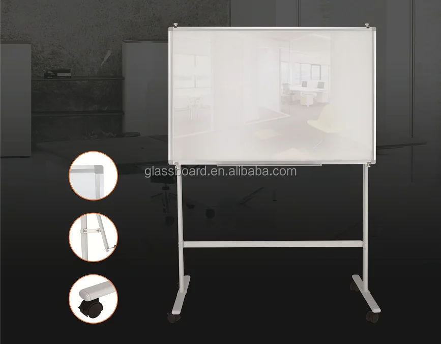 Adjustable Angle Portable Tempered Low Iron Magnetic Glass Whiteboard