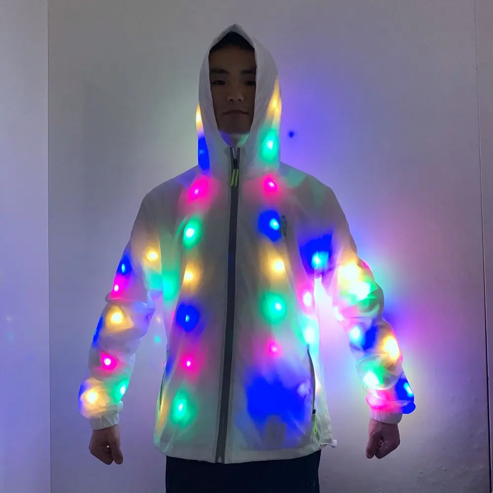 Amazing colorful flashing hoodie stage performance hip hop dance adult LED clothes