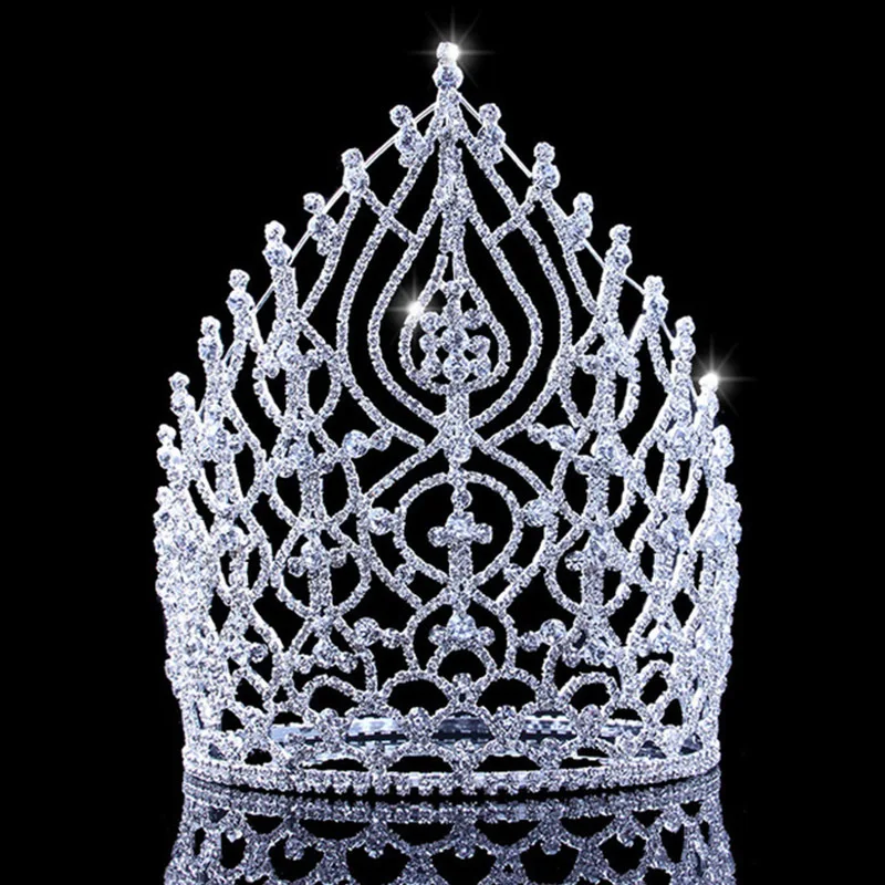 Luxurious Crystal Pageant Beauty Awards Crown 21cm Tall Stage Show King
