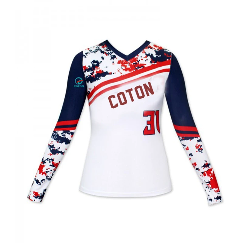 Custom Dry Fit Sublimation Long Sleeve Womens Volleyball Shirts