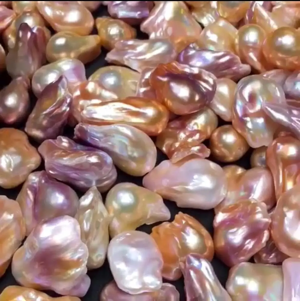 

Baroque pearl necklace DIY loose beads semi-finished batch natural shaped 14-17mm Loose pearl flameball fireball