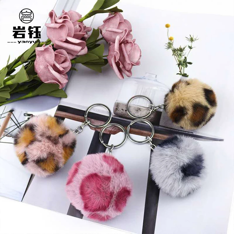 
High quality leopard fur ball, faux fur rex rabbit fur pompoms artificial fox balls clothes shoes cap bag phone keychain pendant 