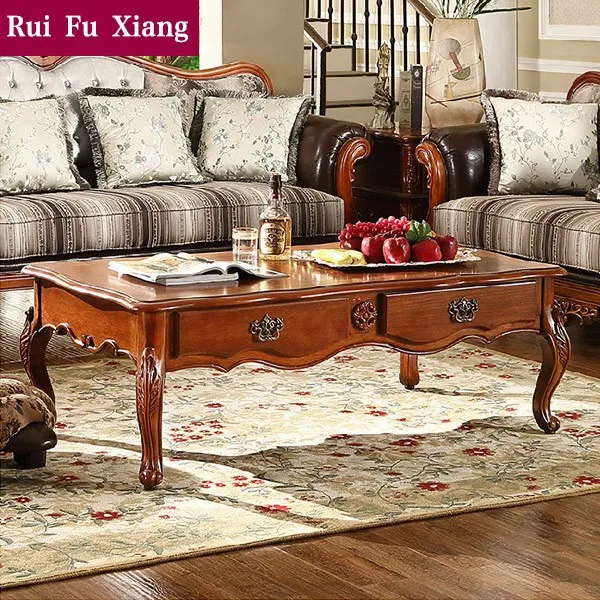 European Vintage Rustic Style Wood Frame Sofa Table End Table P