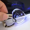 3D Laser Engraving Glass Keyring Transparent Led Crystal Keychain