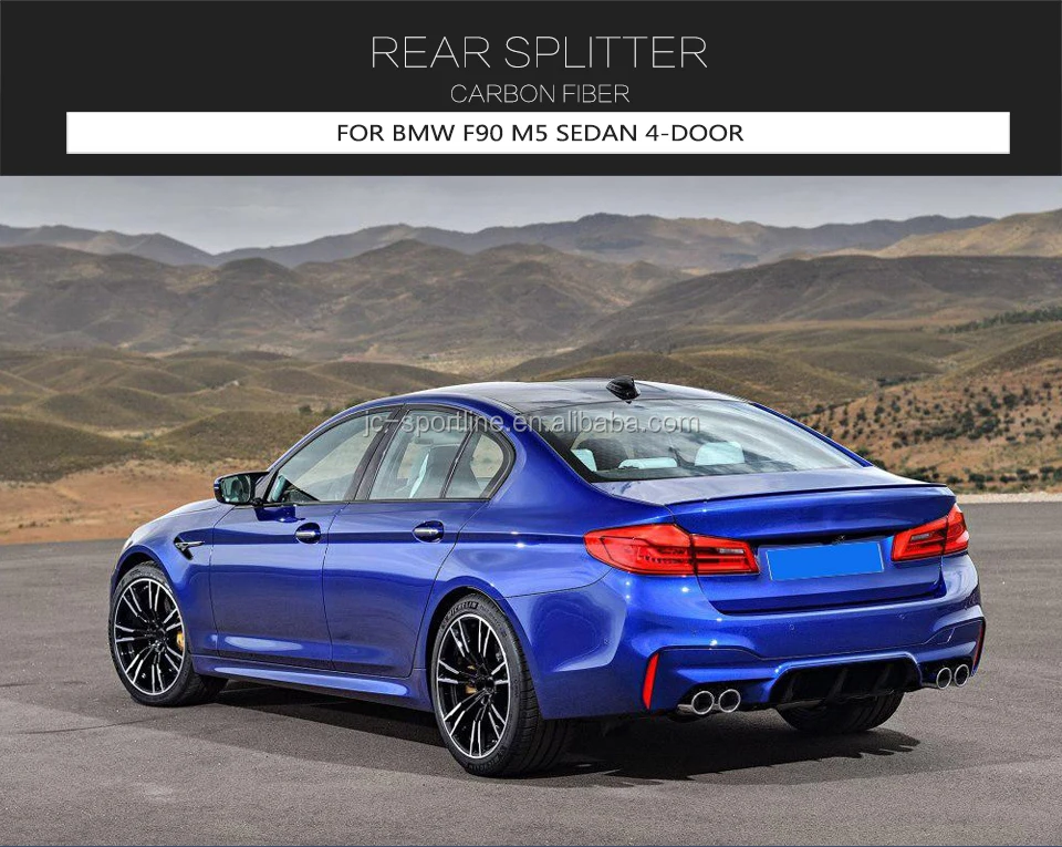 Real Carbon Fiber Front Bumper Splitters For 2018-2020 BMW F90 M5 - 2pc Glossy Set