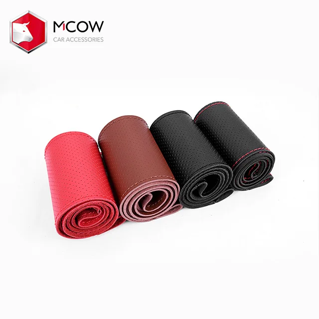 
Fashion Breathable Hand-stitched Hand Sewing Cow Leather Steering Wheel Cover 