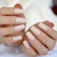 

Instant Fake Nails Matte Iridescent Natural Pink Square Fake Nails Ladies Slim Long Designed Artifical Nail Tips