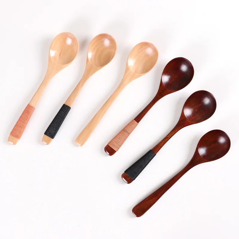 

Wholesale Natural Wooden Meal Spoon Custom High Quality Reusable Wooden Soup Tea Spoon