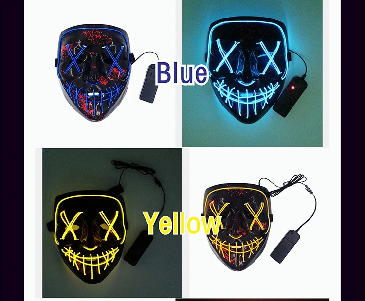 Led Halloween Mask Luminous Glow Dark Mascaras Halloween Party Costume