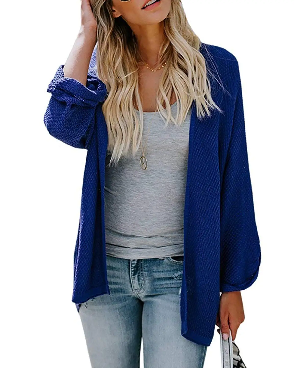 Ofenbuy Womens Cardigans Casual Lightweight Open Front Long Sleeve Loose Knit Sweaters