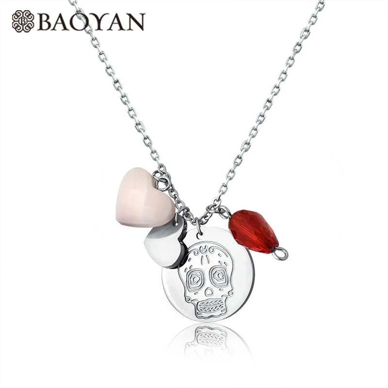

Baoyan Gold Silver Plated Skull Tags Pendant Necklace Stainless Steel Jewelry