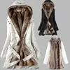 Fashion Women's Winter Faux Fur Lining Coats Warm Long Cotton-padded Jacket Clothes Ladies Coat Fur Outerwear With Belt