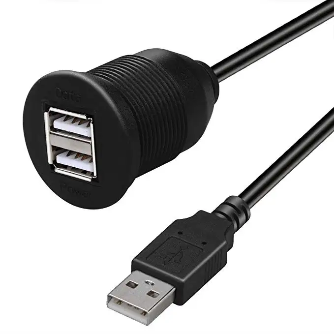 

New design 1M length Car Truck Dashboard Flush Mount Dual USB Male to Female Extension Panel Mount Cable
