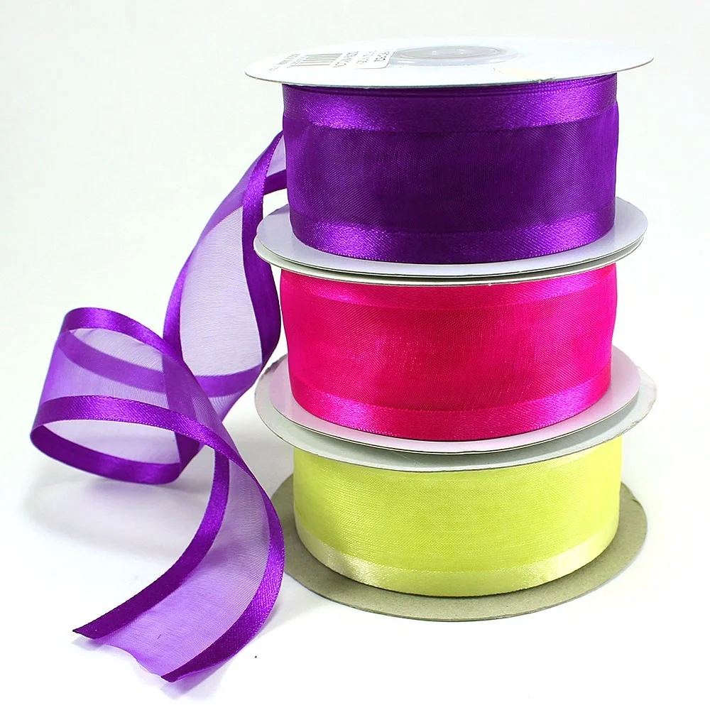 

4cm satin edges organza ribbon sheer ribbon roll by 25 yards, 30 colors available