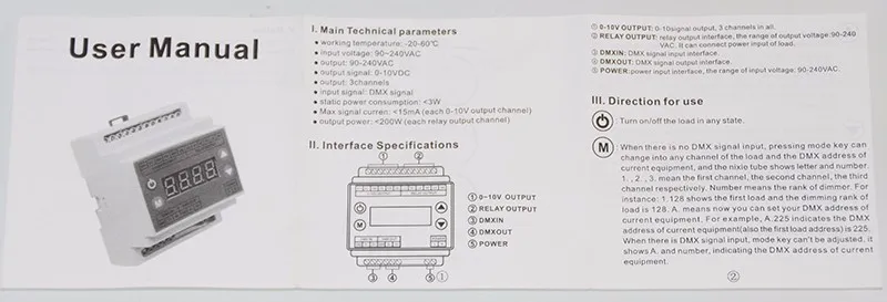 DMX303 3channels high-voltage 0-10V led dimmer,AC90-240V Power supply 0-10V output signal, DMX dimmer controller for LED strips