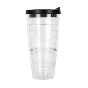 Image of 24oz Custom Promotive Gift Plastic Double Wall insulated tumbler with lid cups