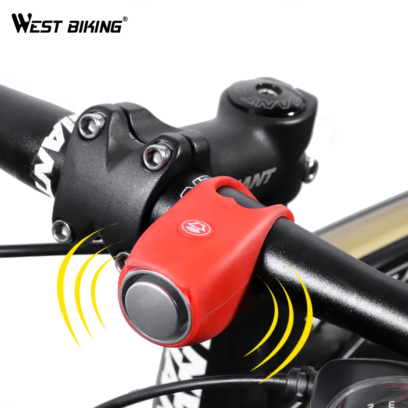 

WESTBIKING Electric Horn Bicycle Waterproof Silica Gel Bell 120db 5 Sounds Ring Safety Bicycle Handlebar Ring Horn for Bike Bell, White;red;purple;green;blue and black