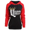 Queen Crown Print Unisex Men Women Hoodies Slim Sweatshirt for Couple Lovers Patchwork Hooded Pullovers
