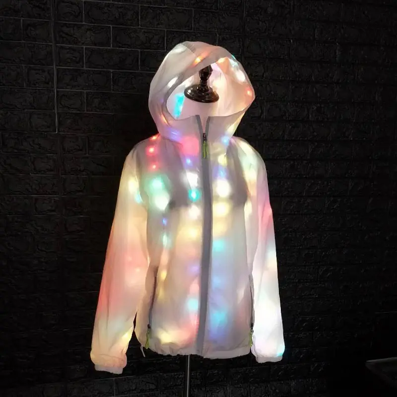 

Tik Tok fashion women mens clothing colorful flashing light led clothing cheap china wholesale, White