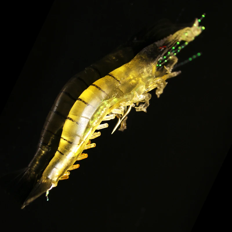 

wholesale 11cm Bass lifelike Luminous plastic prawn Soft Fishing Lure, 2 colors