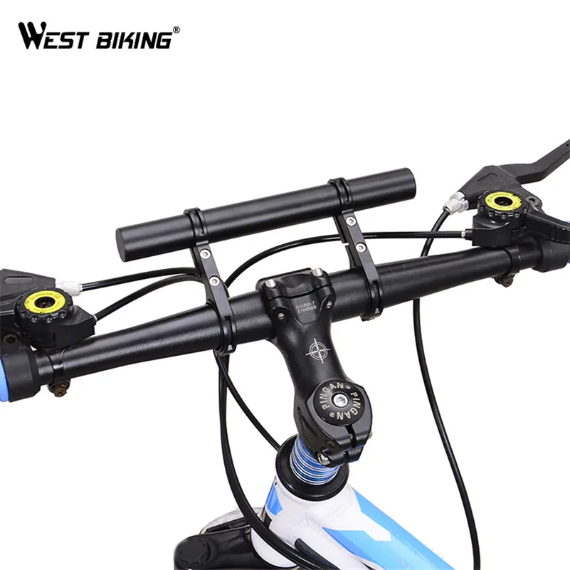 

WEST BIKING Light Phone Holder Handle Bicycle Accessories Bike Frame Double Extension Multifunction Bicycle Handlebar Extender, Black/blue/red