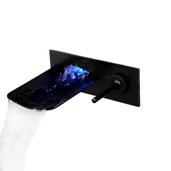 Popular Color Changing Led Wall Mounted Bathroom Sink Taps Brass