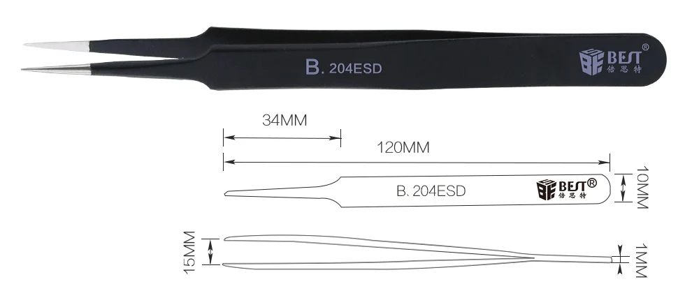 BEST Anti-static ESD Stainless Steel Tweezers Maintenance Tools Industrial Precision Curved Straight Tweezers Repair Tools 2018