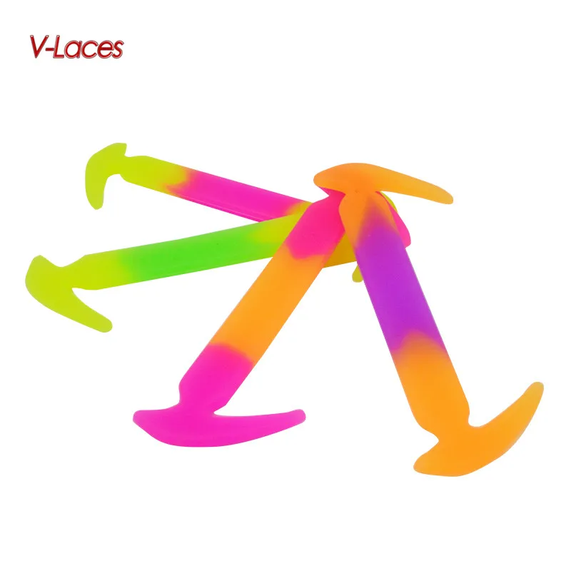 

Slip On Tieless Lace Waterproof Silicone Flat Elastic Shoe Laces colorful for kid shoe, 5 colors
