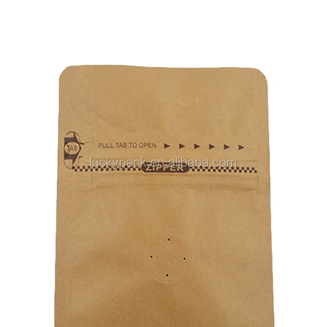 
Customized Easy Tear Zipper Top Food Grade Moisture Proof Kraft Paper coffee beans packaging bags 