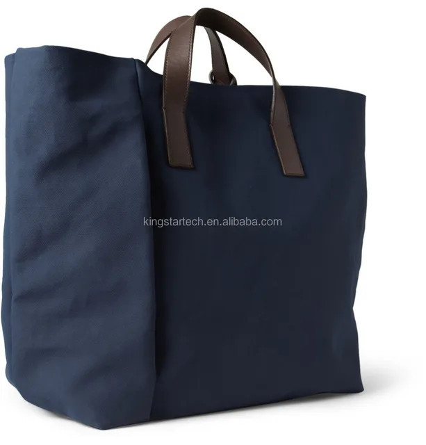 blue canvas tote bag