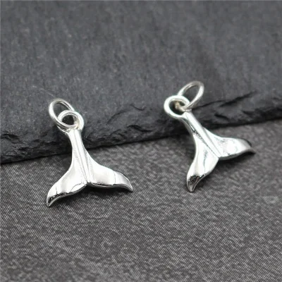 

100% Real 925 Sterling Silver Animal Whale Fish Tail Charm Mermaid Tails Bead Pendant For DIY Bracelet Jewelry, N/a