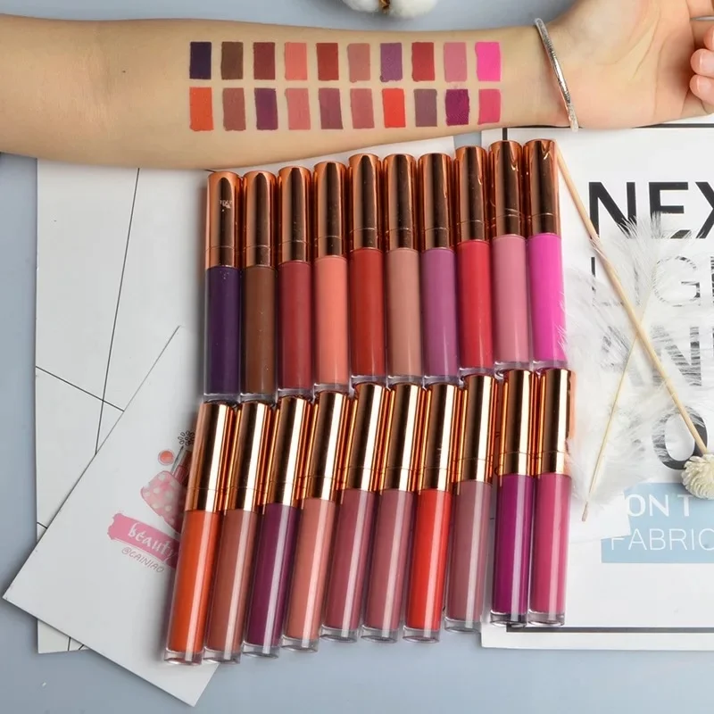 

20 Color Matte Lipgloss Make your own logo wholesale liquid lipstick, 20 colors