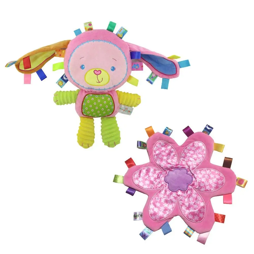 INCHANT Lovey Baby Bunny Rabbiet Security Blanket Toy with Plush Taggies security blanket Pink Flower